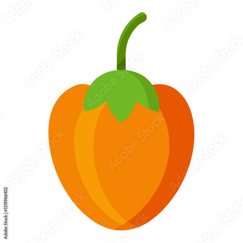 Vector Habanero Illustration - Cartoon, Clipart, and Line Art Design with White Background, High-quality vector habanero design in cartoon, clipart, and line art styles with a white background