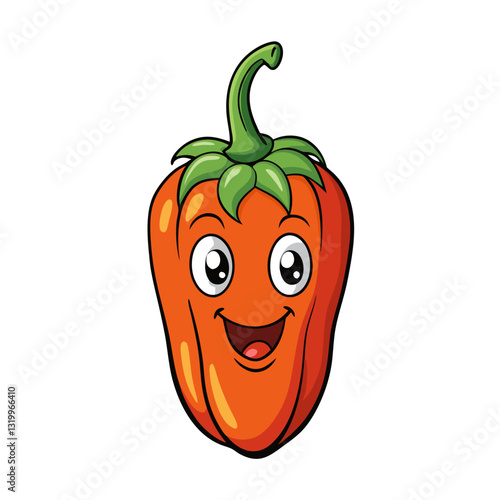 Vector Habanero Illustration - Cartoon, Clipart, and Line Art Design with White Background, High-quality vector habanero design in cartoon, clipart, and line art styles with a white background