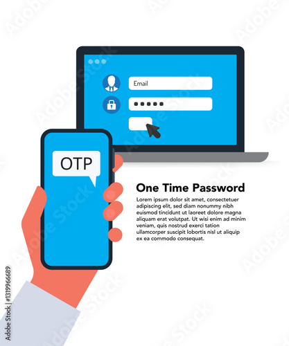 OTP or one-time password for login session or transaction Vector illustration