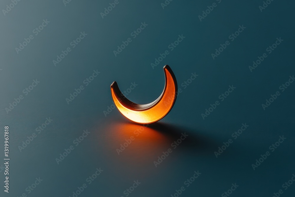Glowing crescent moon on dark surface Glowing crescent moon on dark surface