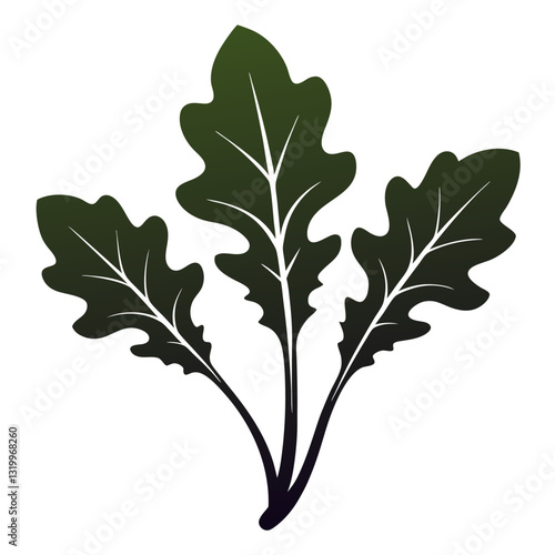 Arugula Vector Silhouette Illustration - White Background, Clipart, Cartoons & Line Art, Arugula vector silhouette design, perfect for healthy food graphics and illustrations.