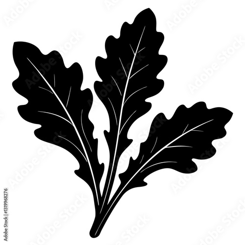 Arugula Vector Silhouette Illustration - White Background, Clipart, Cartoons & Line Art, Arugula vector silhouette design, perfect for healthy food graphics and illustrations.