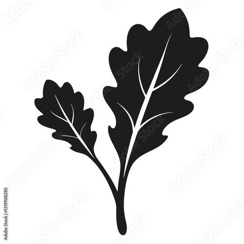 Arugula Vector Silhouette Illustration - White Background, Clipart, Cartoons & Line Art, Arugula vector silhouette design, perfect for healthy food graphics and illustrations.