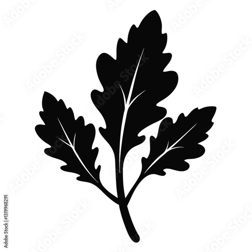 Arugula Vector Silhouette Illustration - White Background, Clipart, Cartoons & Line Art, Arugula vector silhouette design, perfect for healthy food graphics and illustrations.