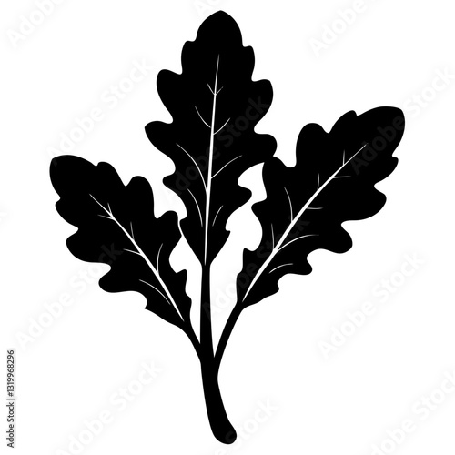 Arugula Vector Silhouette Illustration - White Background, Clipart, Cartoons & Line Art, Arugula vector silhouette design, perfect for healthy food graphics and illustrations.
