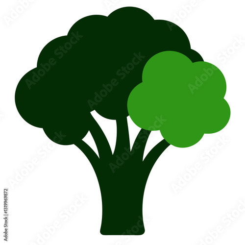 Broccoli Vector Silhouette Illustration - Clipart, Line Art, and Cartoon Design, Vector Broccoli silhouette design for clipart, cartoons, line art, and digital products