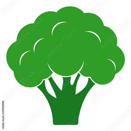Broccoli Vector Silhouette Illustration - Clipart, Line Art, and Cartoon Design, Vector Broccoli silhouette design for clipart, cartoons, line art, and digital products