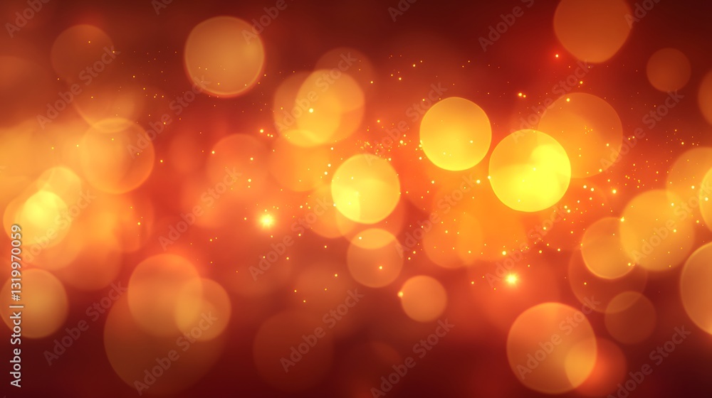 Warm golden bokeh light with sparkling stars against gradient background Warm golden bokeh light with sparkling stars against gradient background