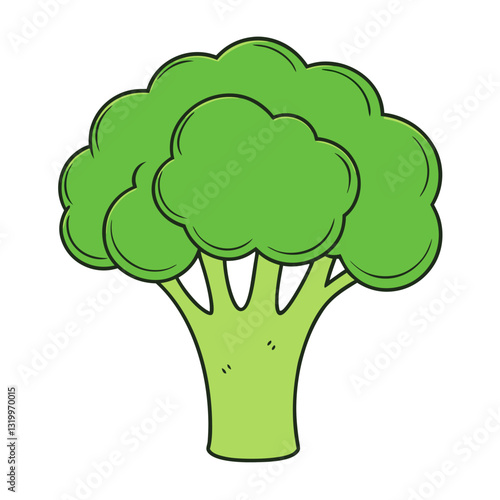 Broccoli Vector Silhouette Illustration - Clipart, Line Art, and Cartoon Design, Vector Broccoli silhouette design for clipart, cartoons, line art, and digital products