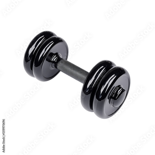Obraz na płótnie Black dumbbell placed on a white surface in a well lit indoor setting w salonie