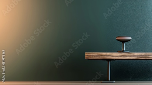 Wallpaper Mural Modern minimalist interior featuring a wooden table with a sleek vase against a dark wall Torontodigital.ca