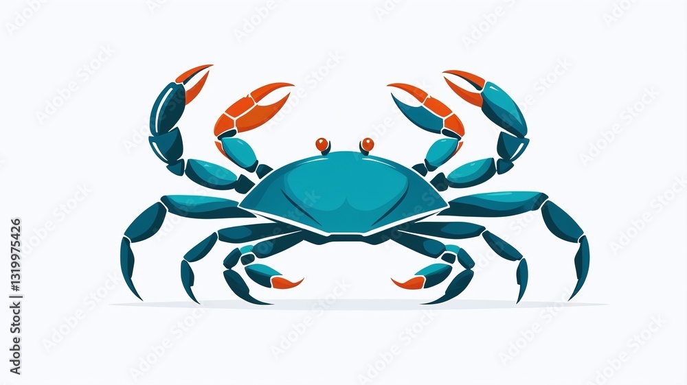 Fototapeta premium Crab Logo – A clean and minimal crab design, symbolizing resilience, adaptability, and the sea.