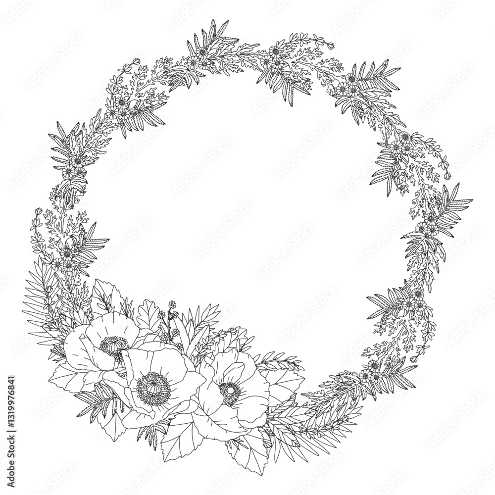 Obraz premium Coloring page for adults and children. Flower coloring.