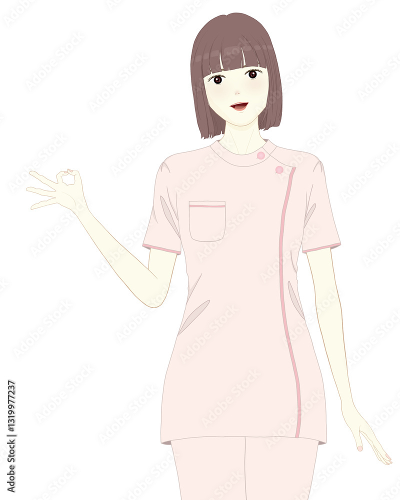 OKサインをする看護師