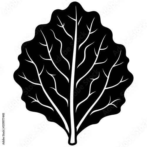 Vector Silhouette Kale Illustration, Clipart, Cartoons, Line Art, and Design on White Background, Vector kale silhouette illustration in clipart, cartoon, and line art styles on white.