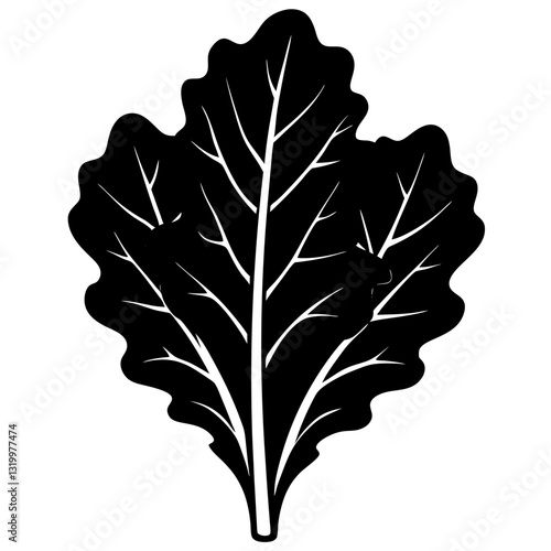 Vector Silhouette Kale Illustration, Clipart, Cartoons, Line Art, and Design on White Background, Vector kale silhouette illustration in clipart, cartoon, and line art styles on white.