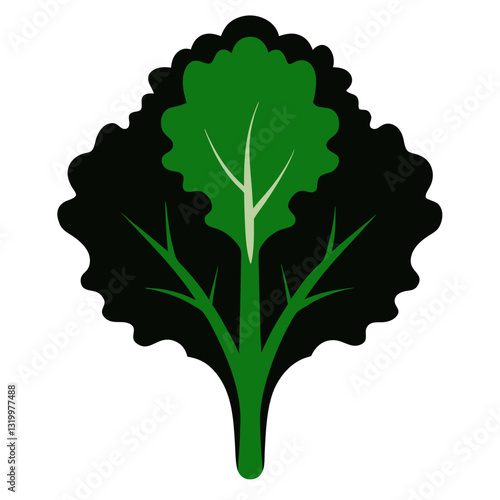 Vector Silhouette Kale Illustration, Clipart, Cartoons, Line Art, and Design on White Background, Vector kale silhouette illustration in clipart, cartoon, and line art styles on white.