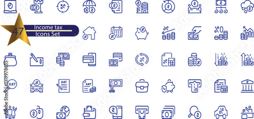 Tableau sur toile Income tax line editable icon set