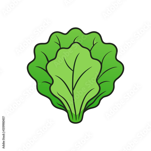 Vector Lettuce Silhouette with White Background – Clipart, Cartoon & Line Art Design, Fresh vector lettuce silhouette design on white background for digital use