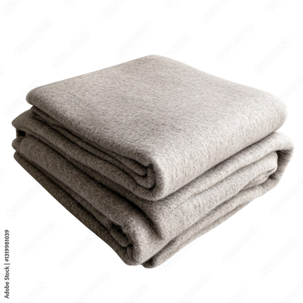 Thick wool meditation blanket folded neatly, isolated on a white transparent background. Thick wool meditation blanket folded neatly, isolated on a white transparent background.