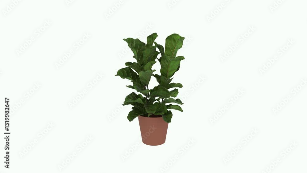 Realistic 3D rendering of lush indoor plant within a simple pot Realistic 3D rendering of lush indoor plant within a simple pot