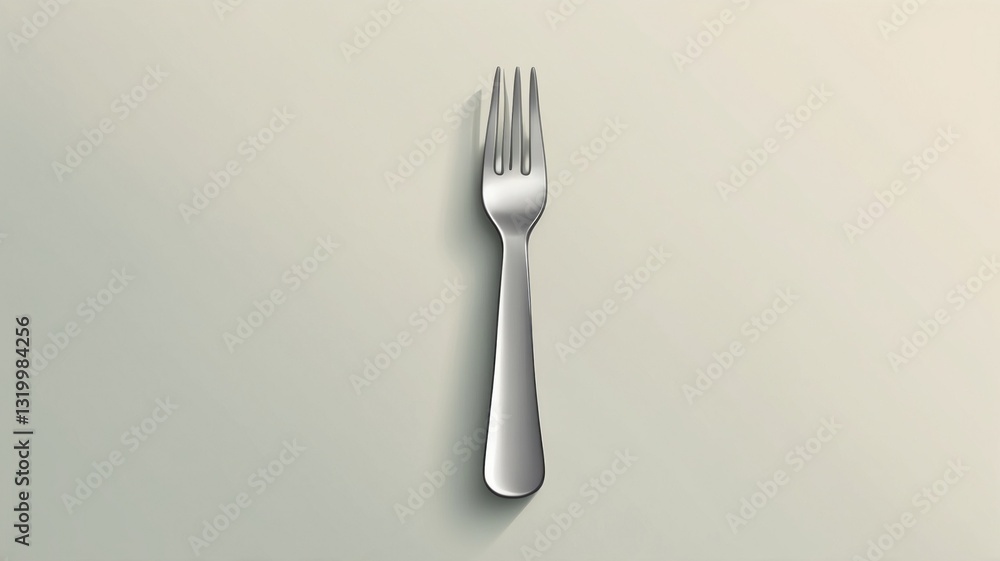 Stainless Steel Fork on Neutral Background Minimalist Design for Culinary and Dining Themes Stainless Steel Fork on Neutral Background Minimalist Design for Culinary and Dining Themes
