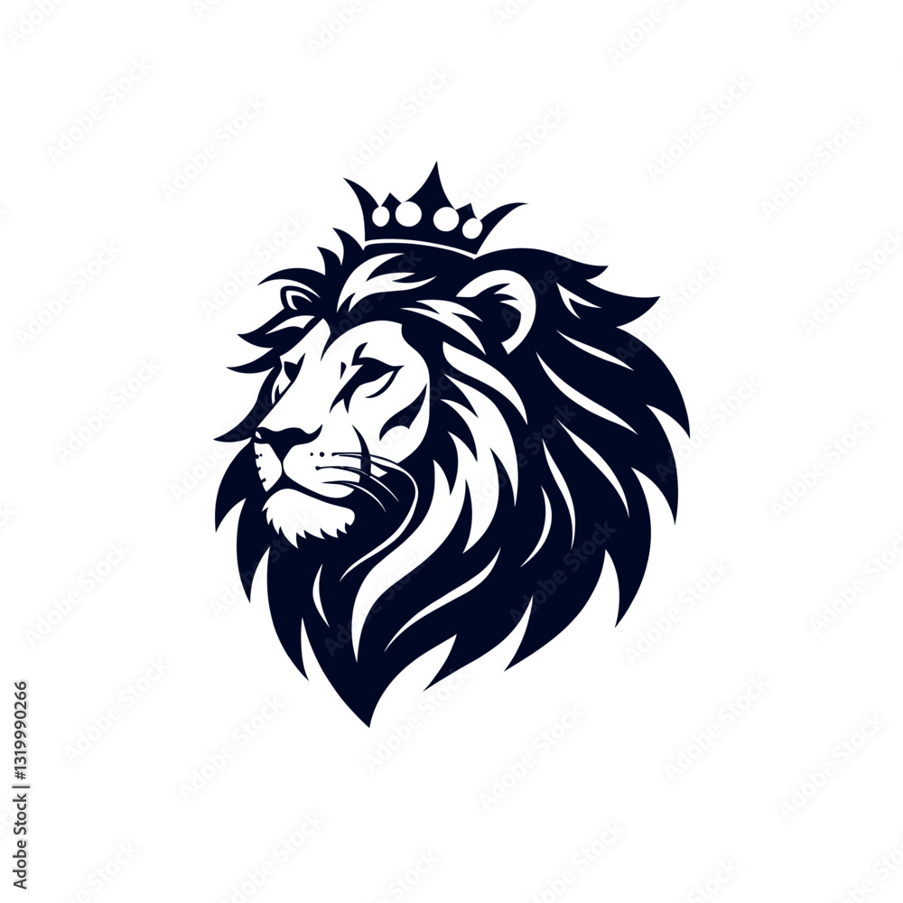 Obraz premium lion, lion face silhouette logo vector line art logo design