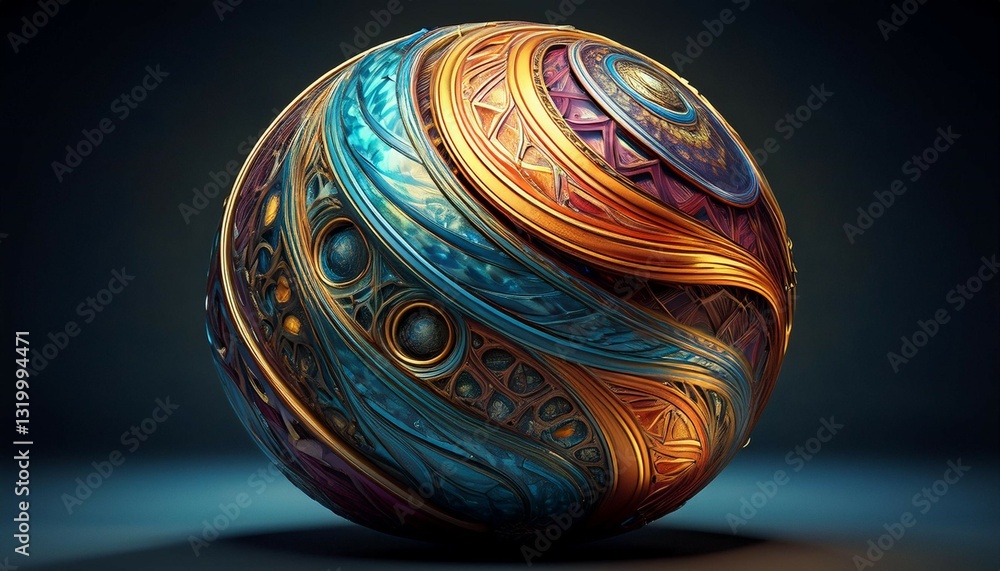colorful textured sphere with a dark background colorful textured sphere with a dark background