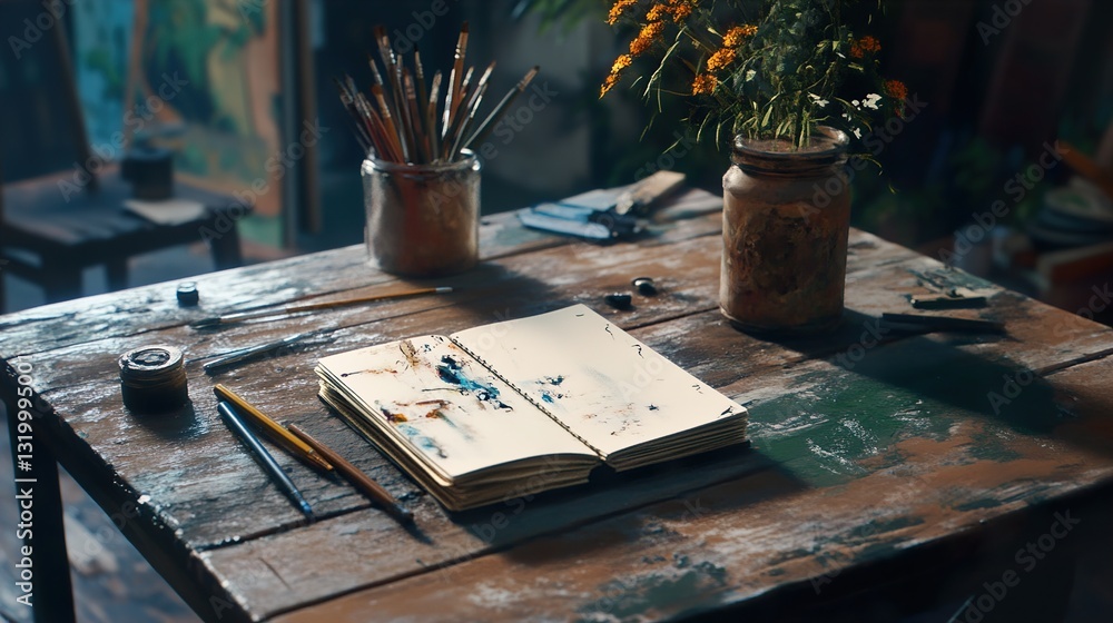 Painterly Still Life: A Rustic Art Studio Scene Painterly Still Life: A Rustic Art Studio Scene