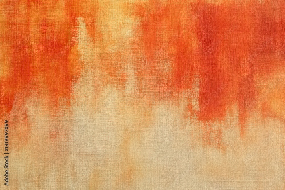 Fototapeta premium Vibrant orange abstract painting with blurred gradients.