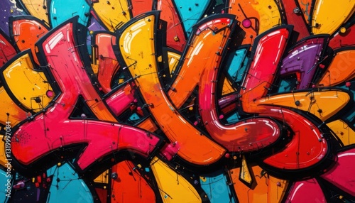 Wallpaper Mural Colorful Abstract Graffiti Art with Bold Lettering and Vivid Colors Torontodigital.ca