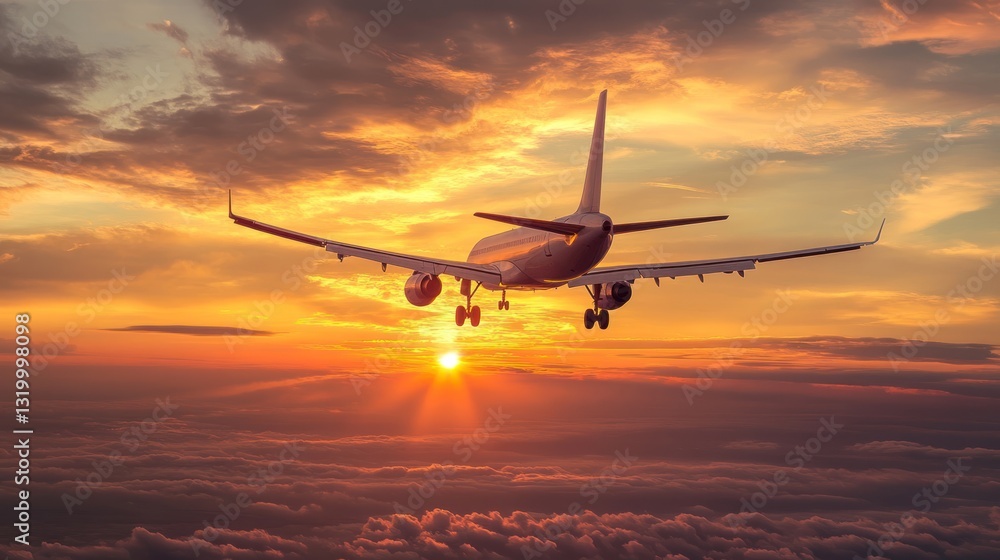 Majestic Airplane Sunset Flight Majestic Airplane Sunset Flight