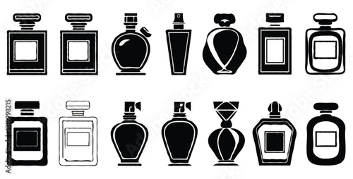set of perfume bottles silhouette