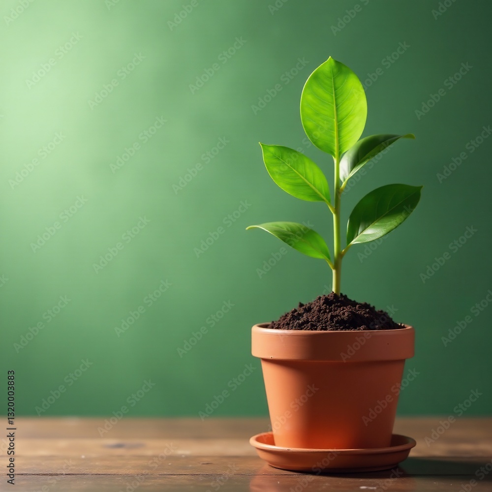 Lush green plant in pot, representing financial growth , future, return, business Lush green plant in pot, representing financial growth , future, return, business