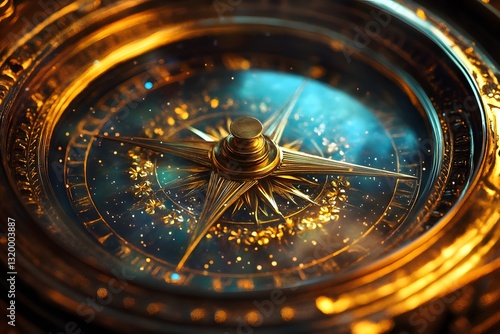 Wallpaper Mural Elegant Golden Compass Close-up with Decorative Details and Subtle Lighting Torontodigital.ca