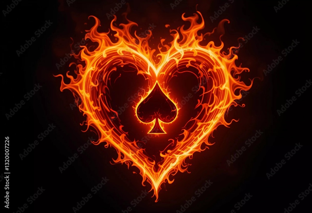 Fototapeta premium Fiery Spade Heart