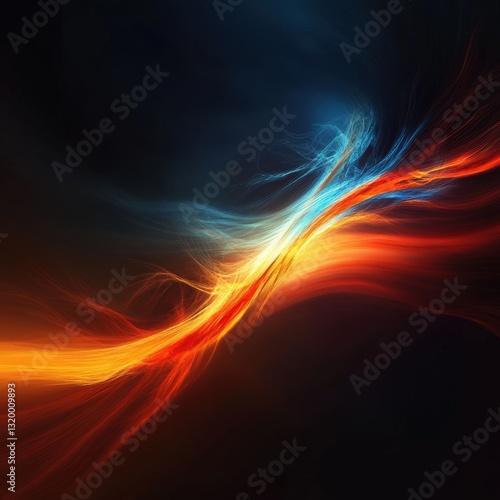 Wallpaper Mural Abstract energy flow, blue and orange, dark background, website design Torontodigital.ca
