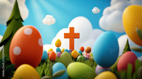 Easter eggs basket, eggs, 