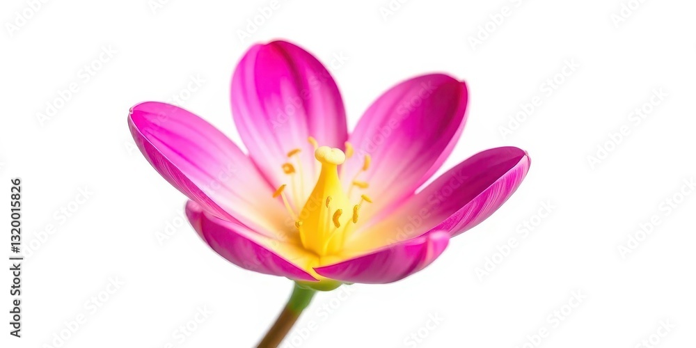 Obraz premium A single vibrant bloom, petals unfurled, isolated against a pure white backdrop, colorful, picture