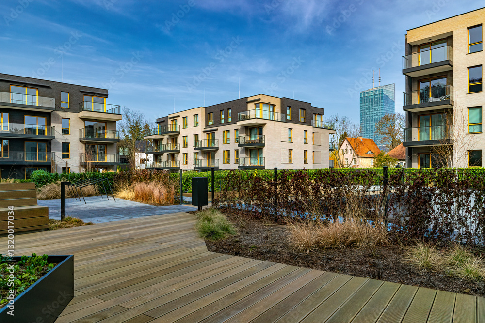 Obraz premium Beautiful modern residential building. House construction in Europe