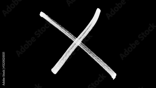 Cross brush hand drawing, white cross brush drawing. Animation of drawing marker cross. Concept of cancel, x, negation, don’t, forbidden, prohibited. video. with alpha channel