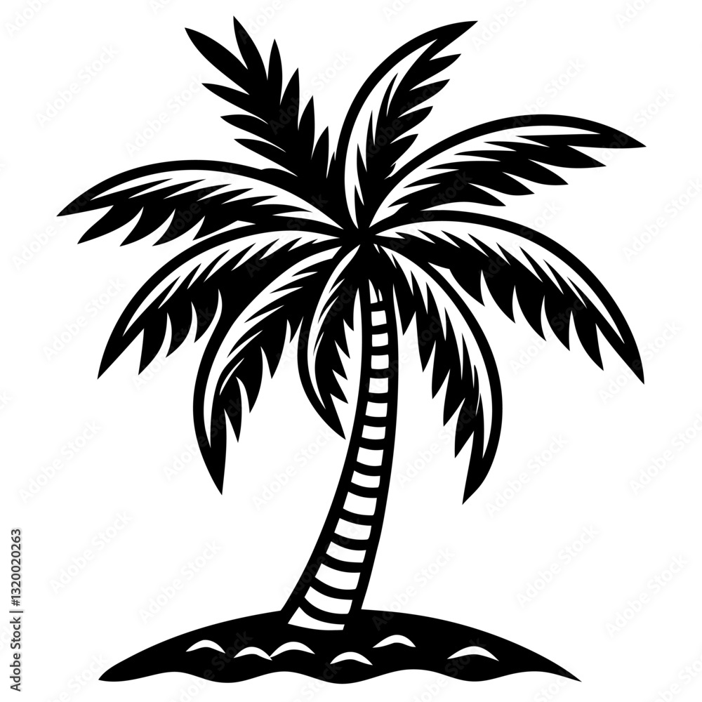 Obraz premium Palm Icon Vector Illustration - Cartoons, Clipart & Line Art Design on White Background, Palm icon vector design with cartoon, clipart, and line art on white background for digital use.