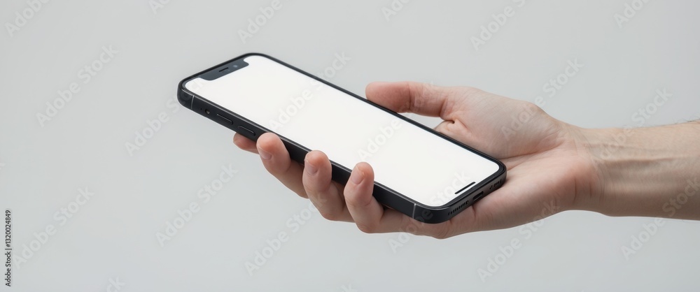 hand holding smartphone empty display - isolated on white background hand holding smartphone empty display - isolated on white background