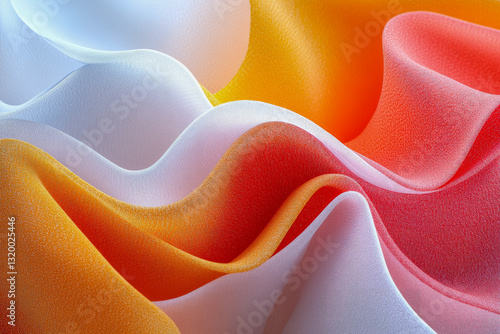 A rich and abstract gradient of vibrant warm tones flowing like waves of fabric  creating a luxurious, colorful and elegant visual experience. Abstract background