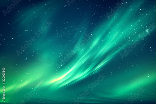 Northern Lights Aurora Borealis in Night Sky, Stunning Green Blue Light Streaks, Beautiful Celestial Phenomenon, Natural Atmospheric Wonder