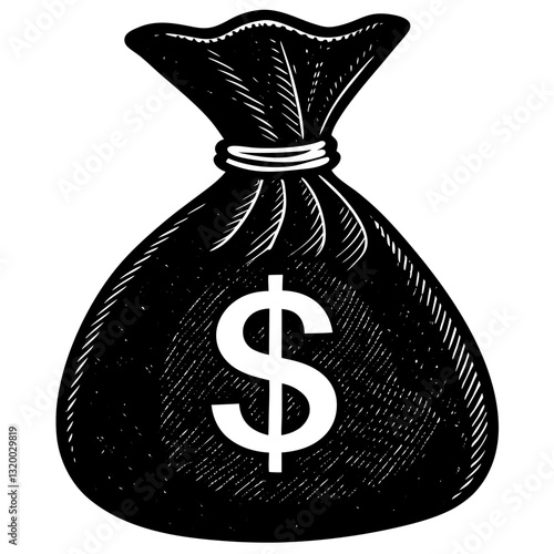 Realistic 3D Render of Money Bag with White Background – Vector Illustration, Clipart, and Line Art Design, High-quality 3D money bag vector illustration, clipart, and line art design for digital prod