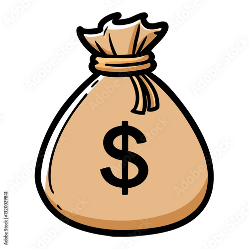 Realistic 3D Render of Money Bag with White Background – Vector Illustration, Clipart, and Line Art Design, High-quality 3D money bag vector illustration, clipart, and line art design for digital prod