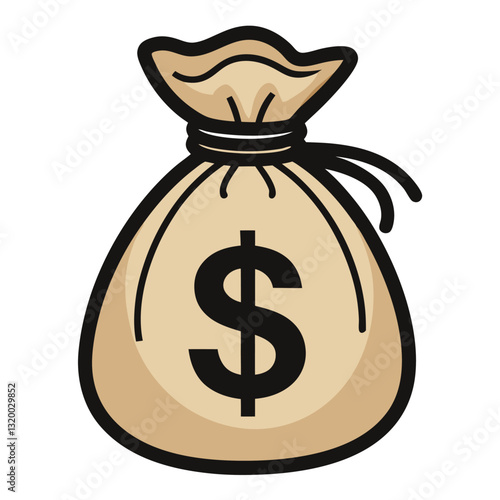 Realistic 3D Render of Money Bag with White Background – Vector Illustration, Clipart, and Line Art Design, High-quality 3D money bag vector illustration, clipart, and line art design for digital prod