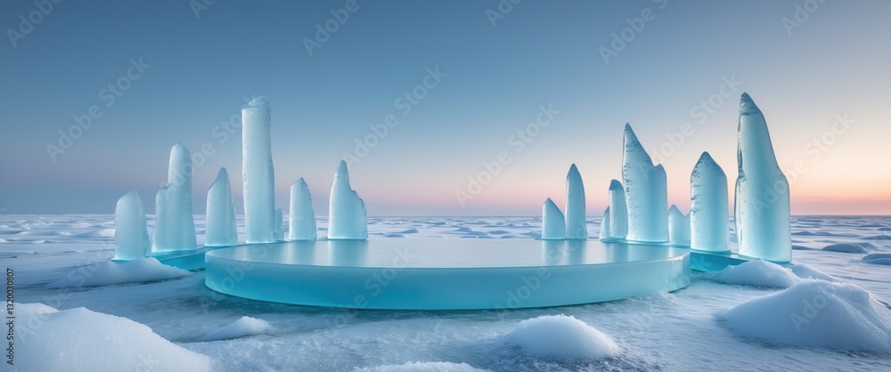 Obraz premium Ice platform for product mockup display or presentation. Advertising theme concept.