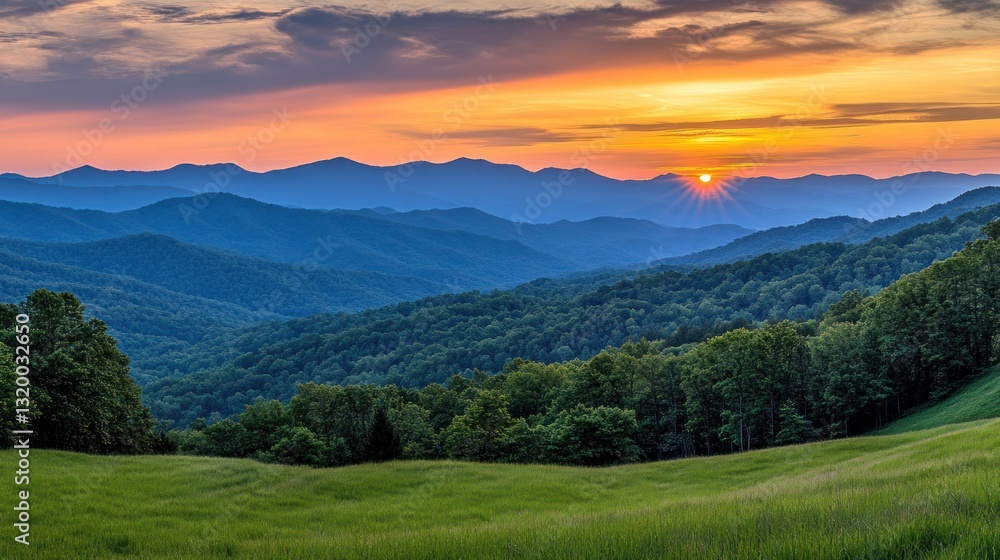 Appalachian Mountains Sunset Over Meadow Appalachian Mountains Sunset Over Meadow